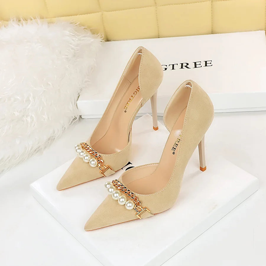 2024 New Fashion Pearl Chain Pumps