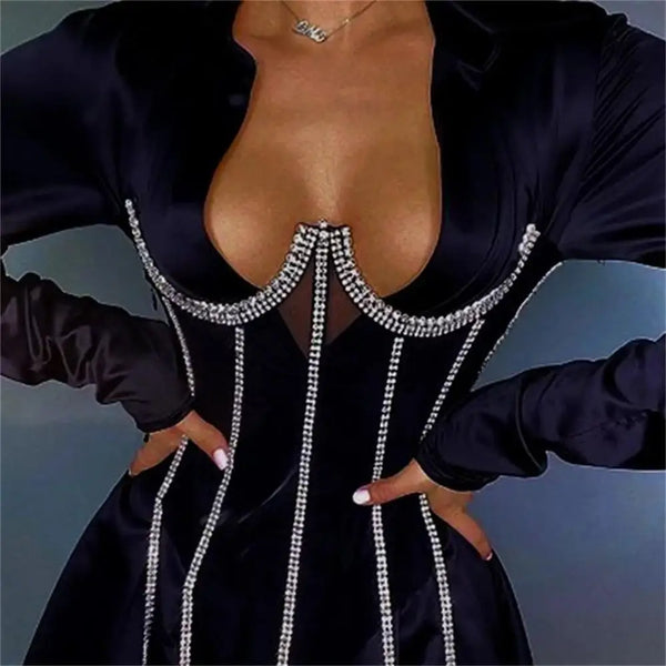 Long Tassel Crystal Chest Harness Chain