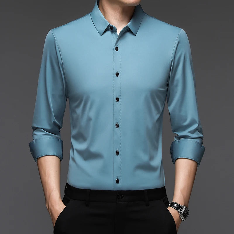 Classic Men’s High Elastic Smart Casual Shirt