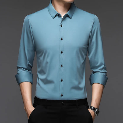 Classic Men’s High Elastic Smart Casual Shirt