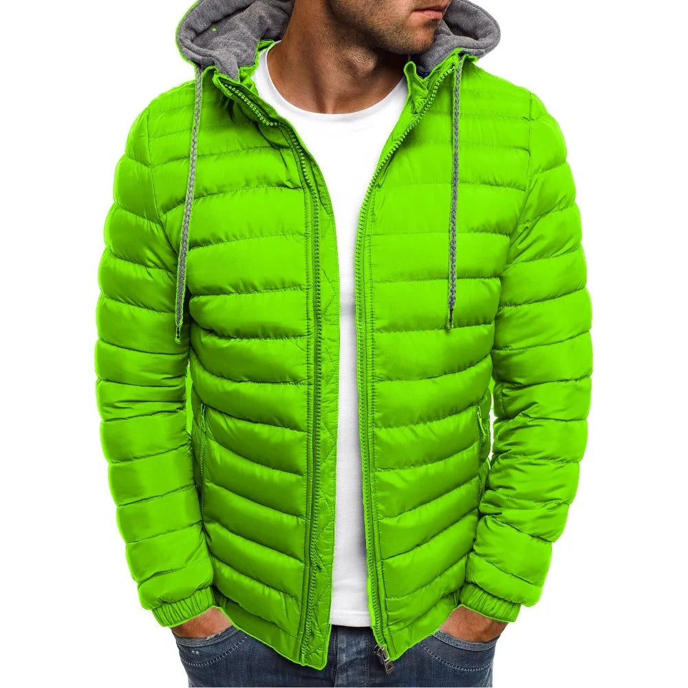 New Autumn and Winter Men's Parka Hooded Cotton Coat