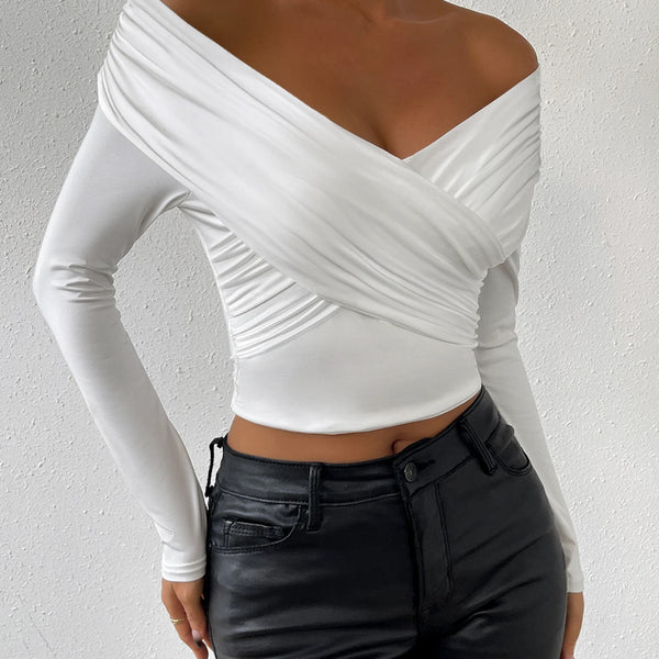 Women's Sexy Deep V-Neck Long Sleeve Top