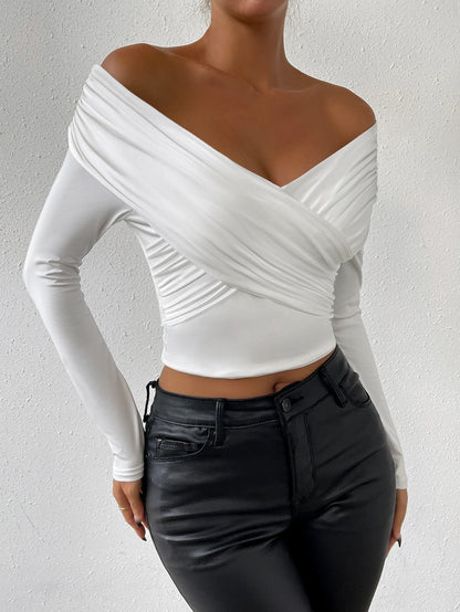 Women's Sexy Deep V-Neck Long Sleeve Top