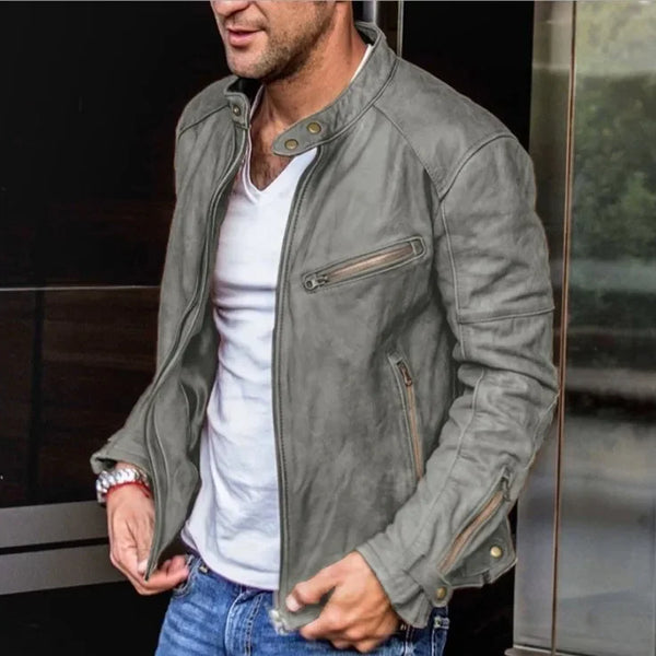 2024 New Autumn Men's Brown Leather Jacket