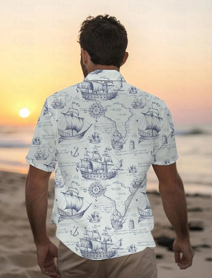 Graffiti Map Casual Men's Resort Hawaiian Shirt