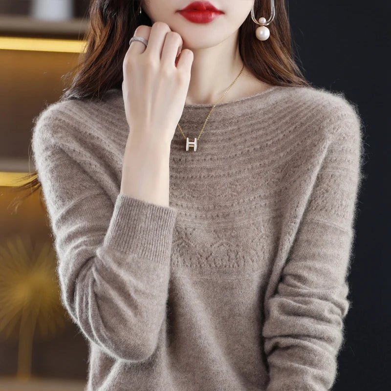 100% Wool Hollow Knit Cashmere Sweater