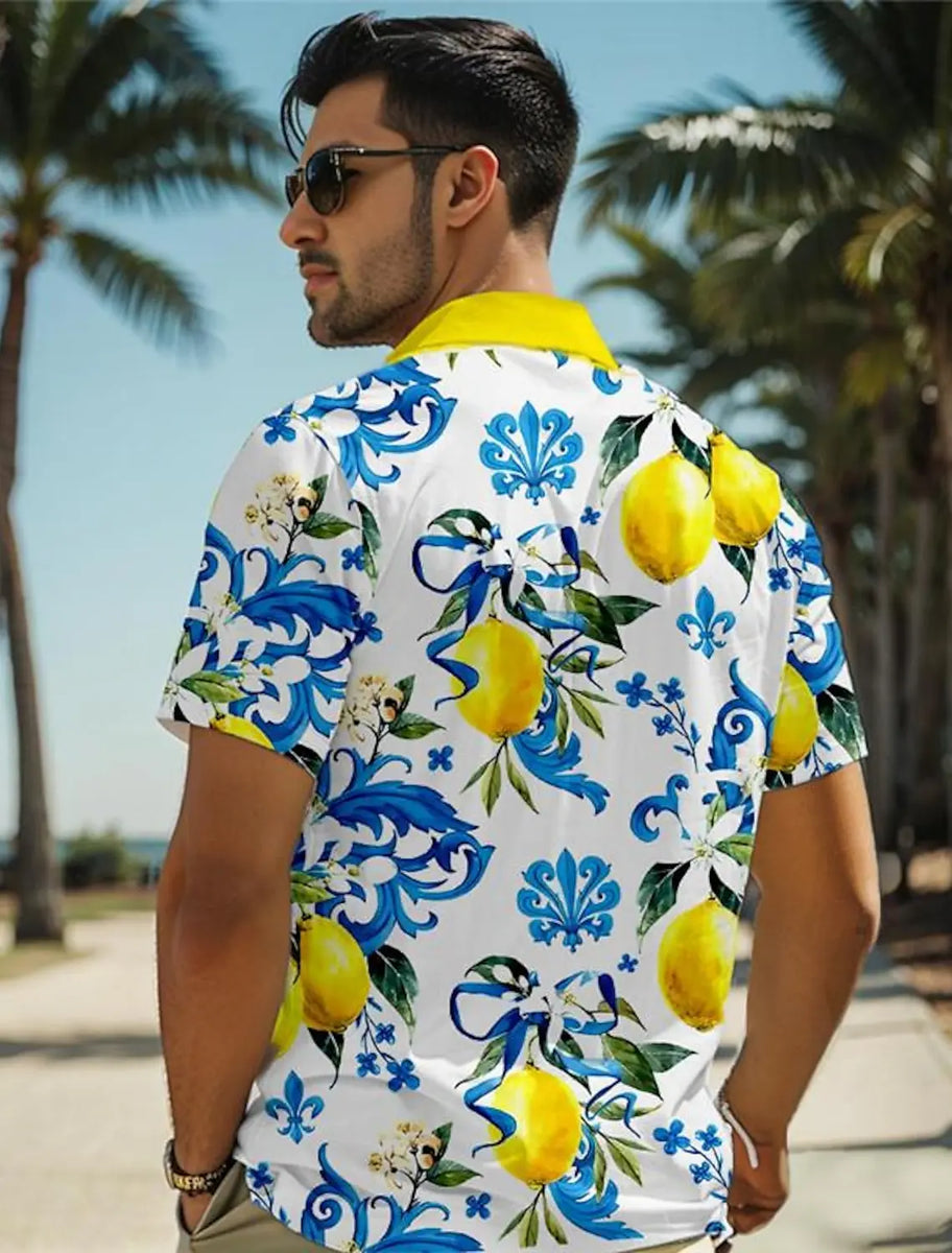 Lemon Tropical Men's Resort Hawaiian 3D Printed Shirt