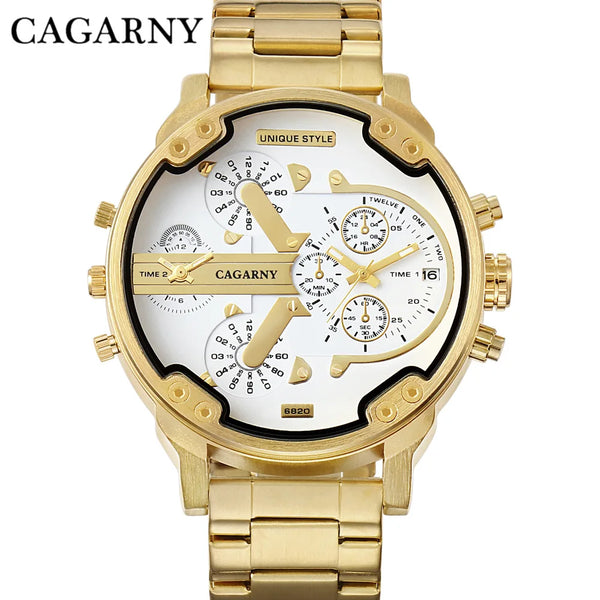 Classic Men’s Luxury Gold Steel Band Watch.