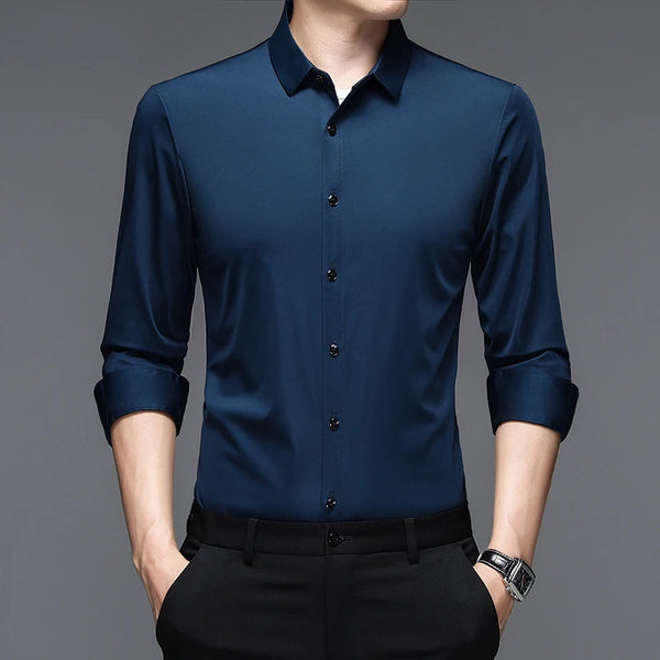 Classic Men’s High Elastic Smart Casual Shirt