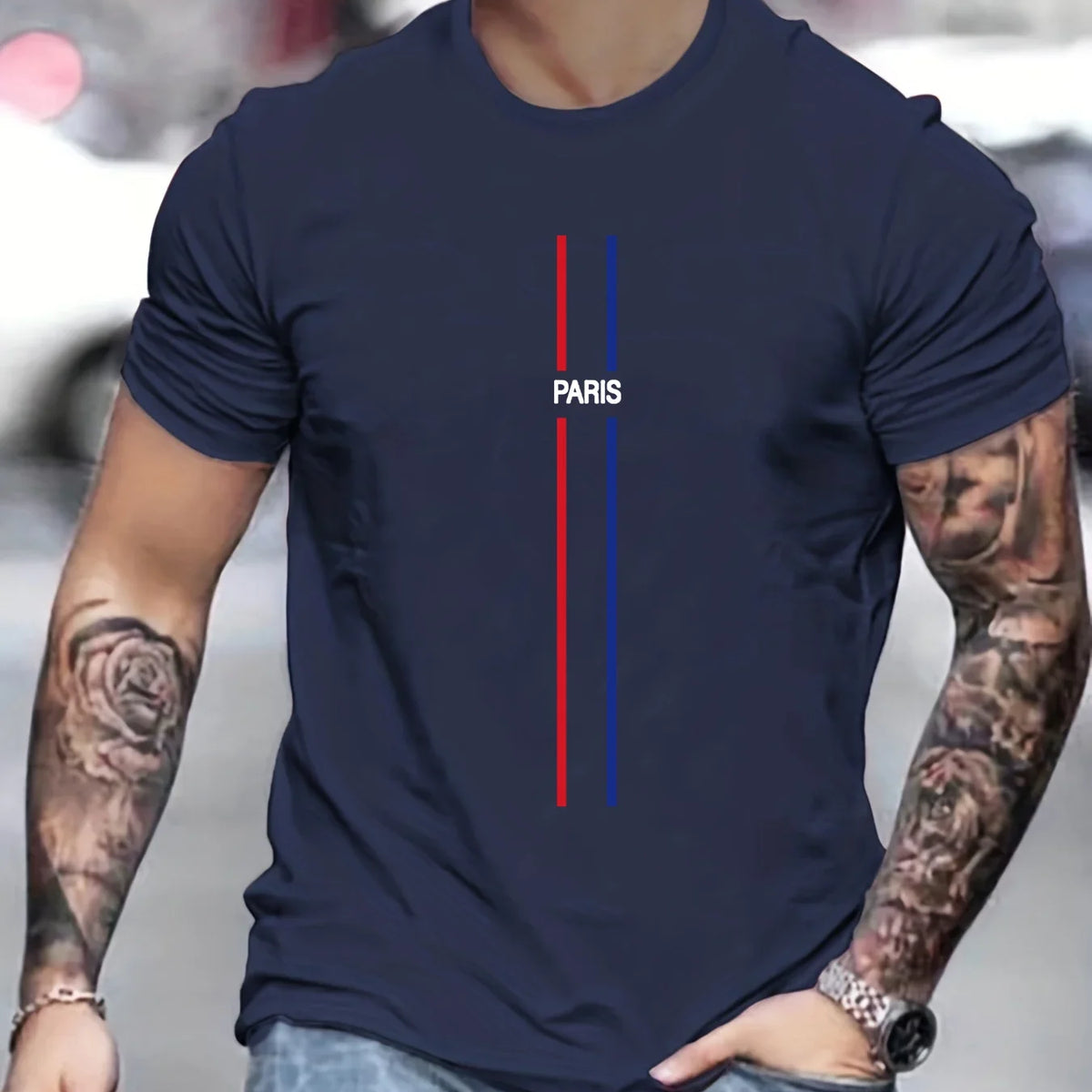 Paris Theme Pattern Print Men's T-Shirt