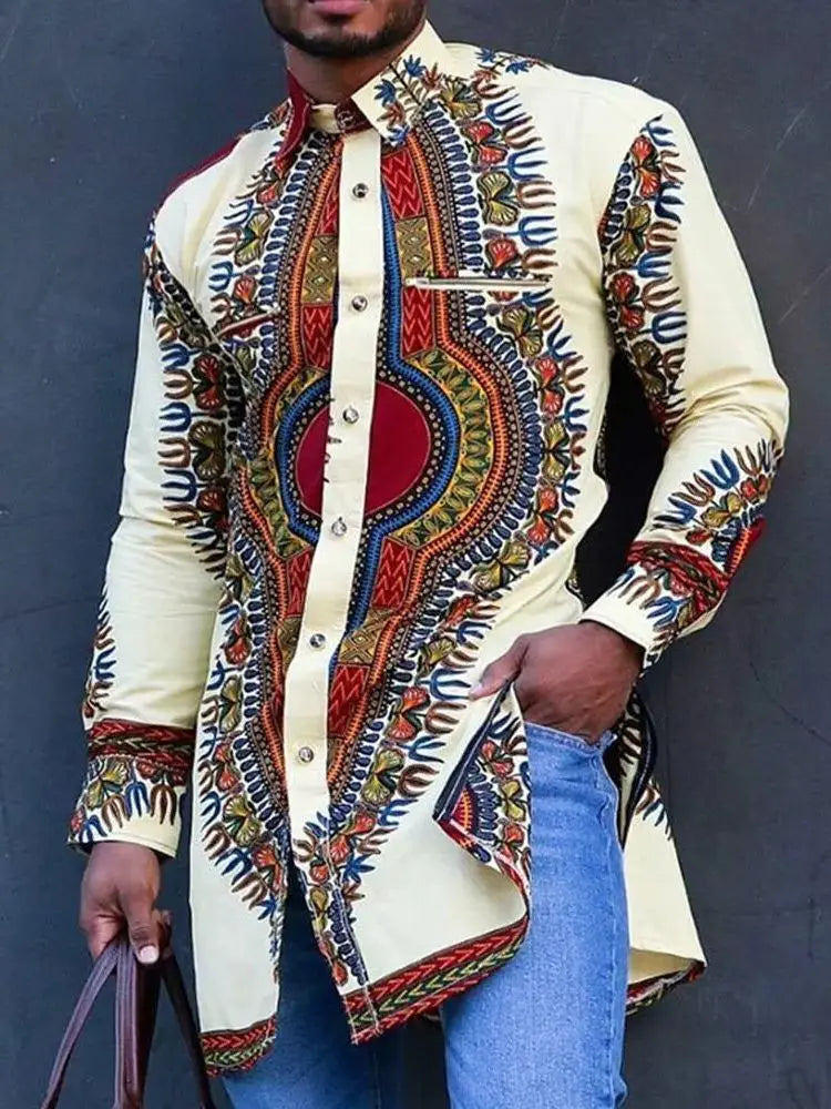 Dashiki African Men's Long Sleeve Shirt