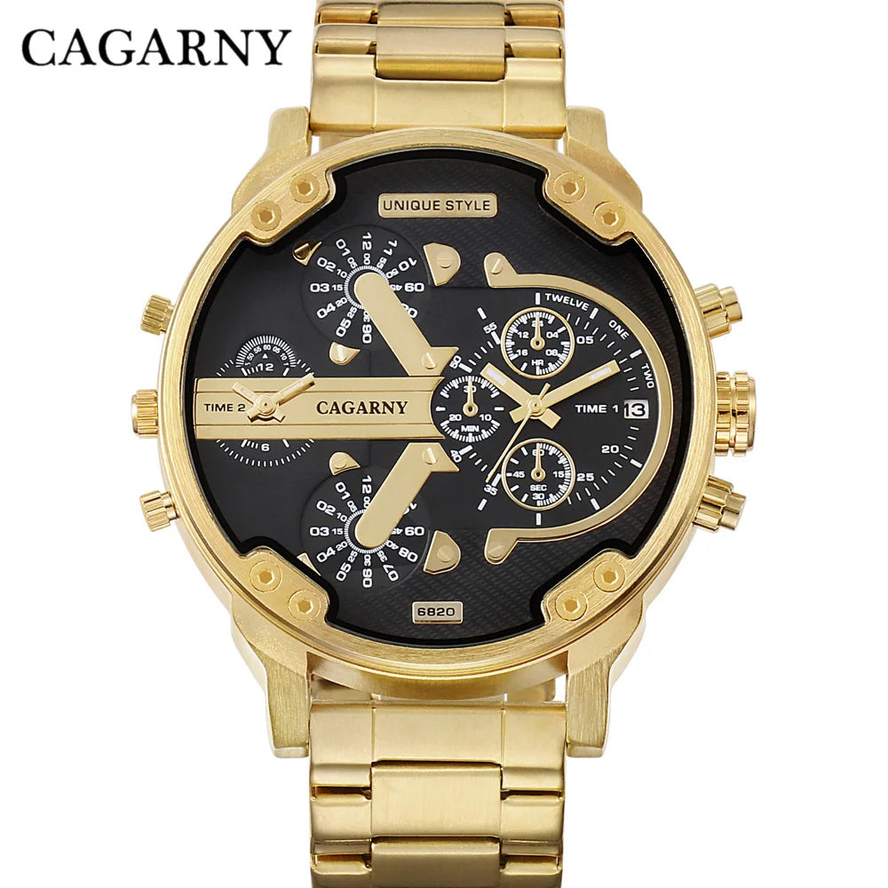 Classic Men’s Luxury Gold Steel Band Watch.