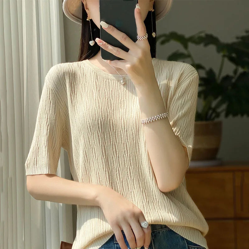 Summer Ice Silk Short Sleeve T-Shirt