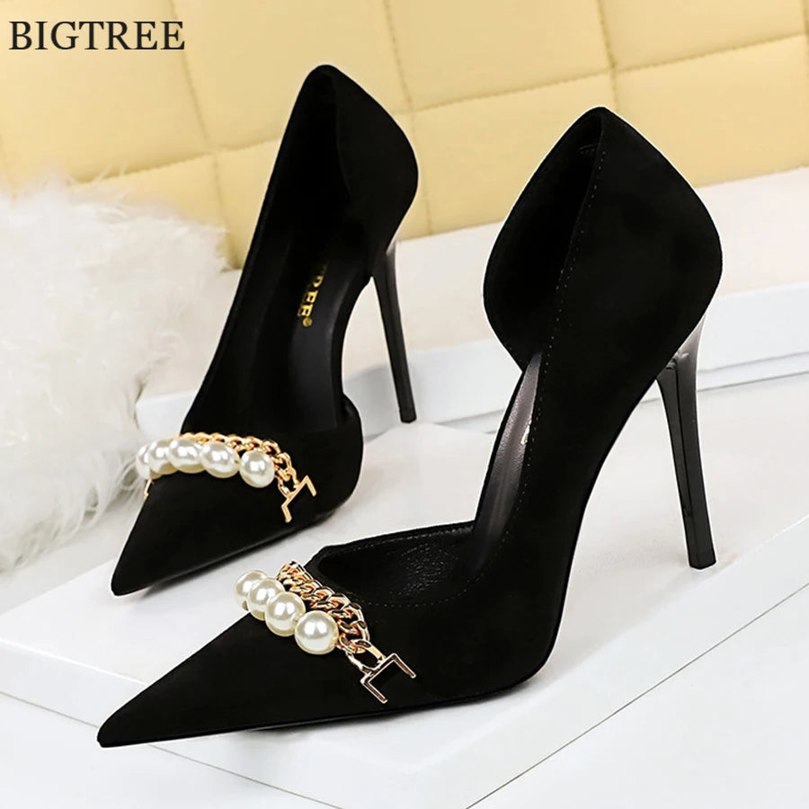 2024 New Fashion Pearl Chain Pumps