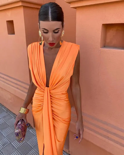 Isabella Party Dress With Deep Neckline