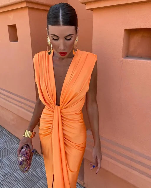 Isabella Party Dress With Deep Neckline