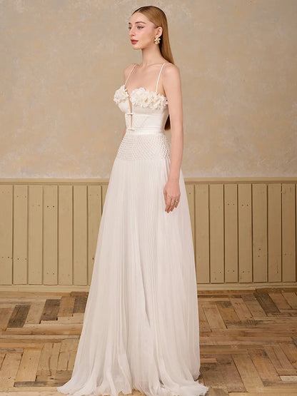 DEAT Elegant Hollow Out Backless Camisole Dress