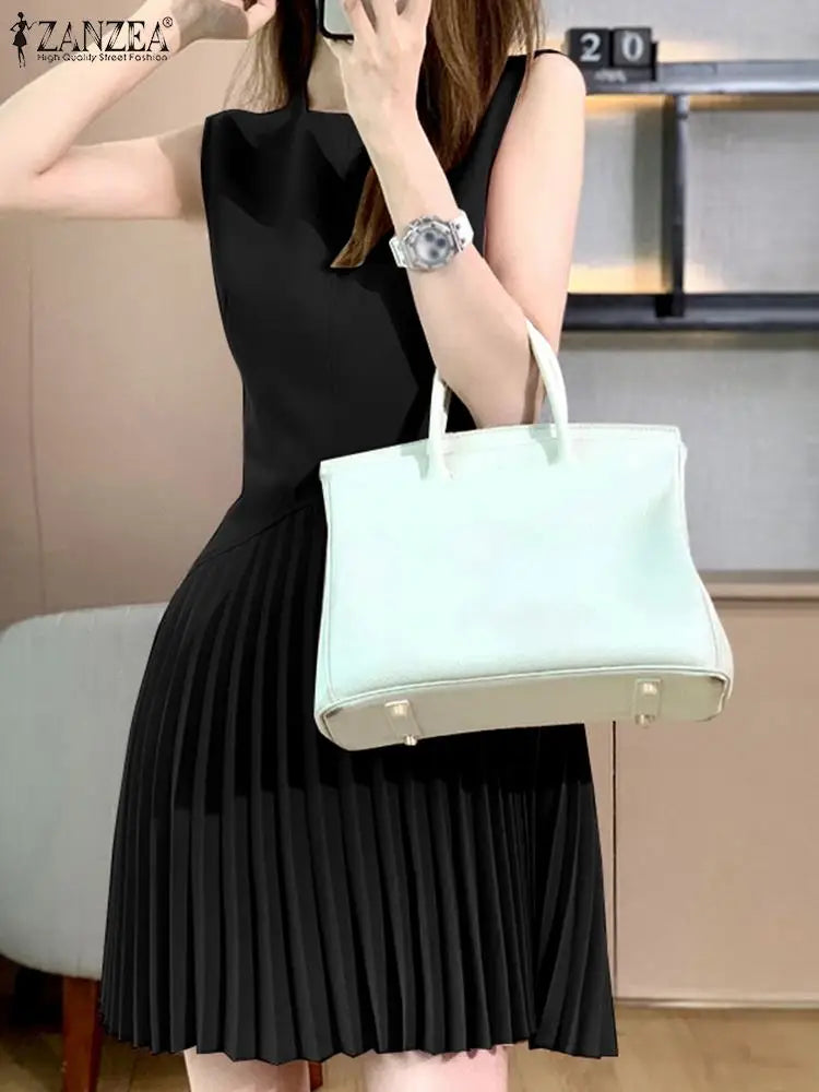 ZANZEA Sleeveless Office Wear Mini Dress
