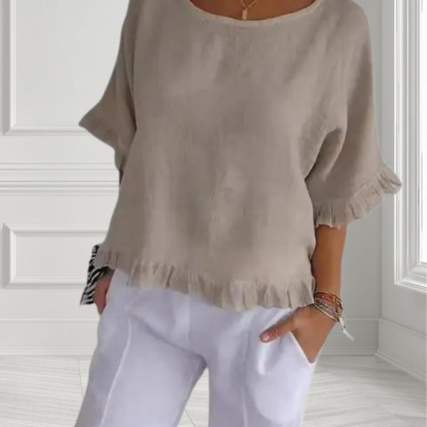 Casual Wide Neck Ruffle Top