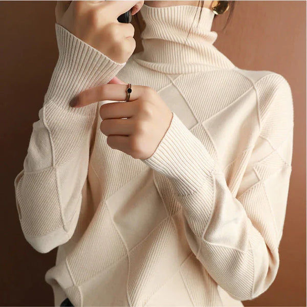 Nina European-style High-Collar Diamond Sweater