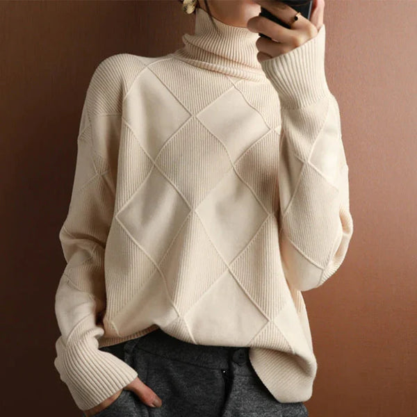 Nina European-style High-Collar Diamond Sweater