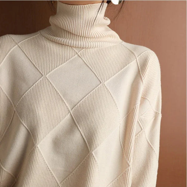 Nina European-style High-Collar Diamond Sweater