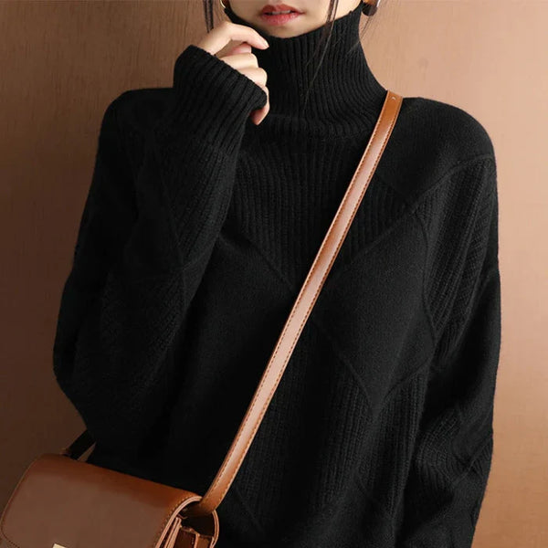 Nina European-style High-Collar Diamond Sweater