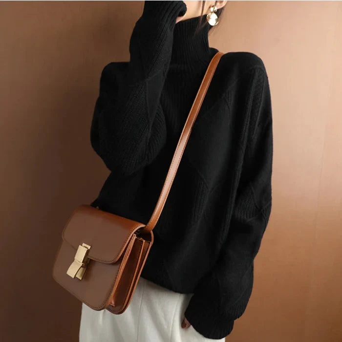 Nina European-style High-Collar Diamond Sweater