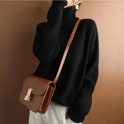 Nina European-style High-Collar Diamond Sweater