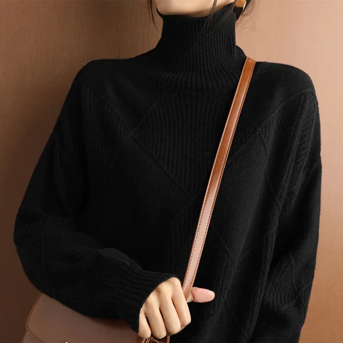 Nina European-style High-Collar Diamond Sweater