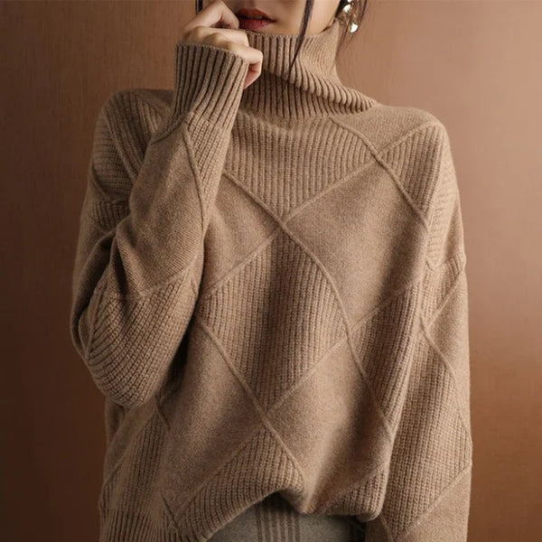 Nina European-style High-Collar Diamond Sweater