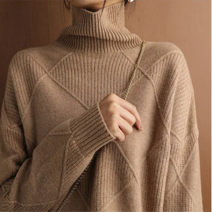 Nina European-style High-Collar Diamond Sweater