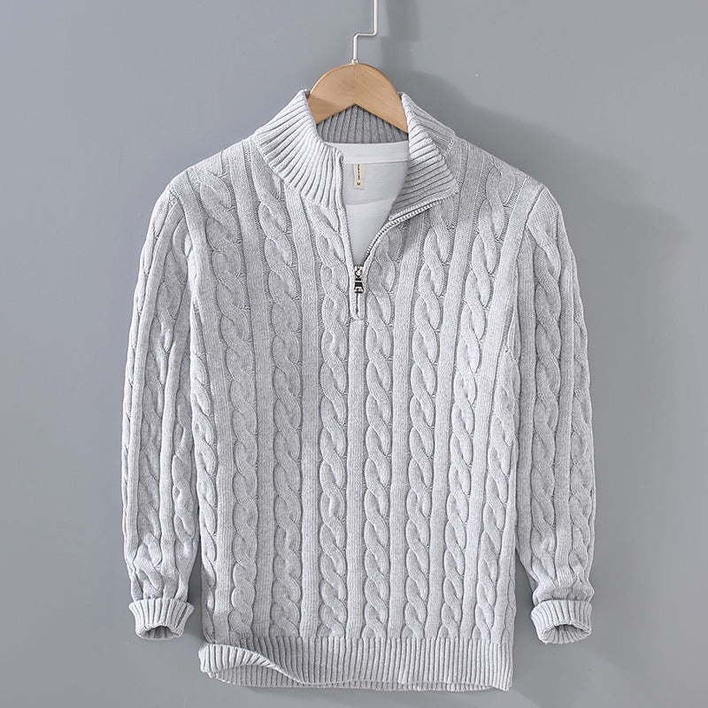 Woven Stripe - casual men's sweater with zipper