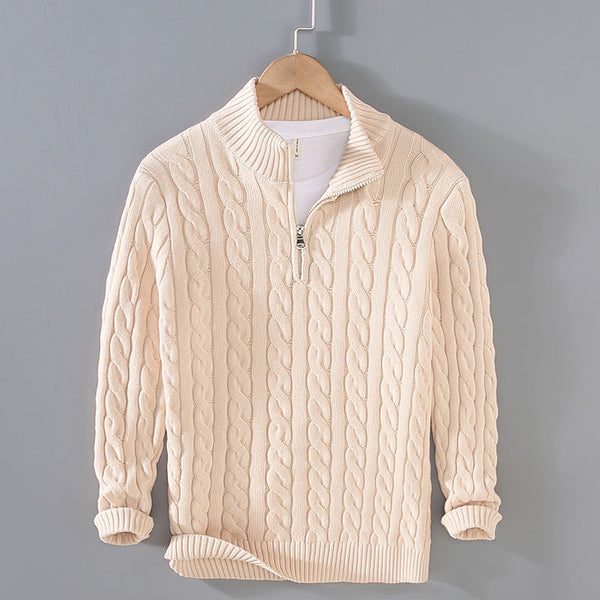 Woven Stripe - casual men's sweater with zipper