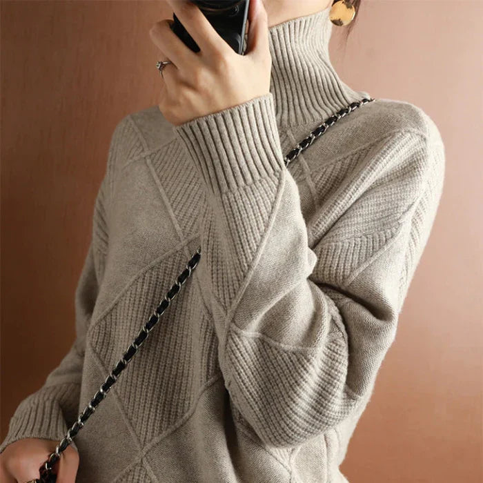 Nina European-style High-Collar Diamond Sweater