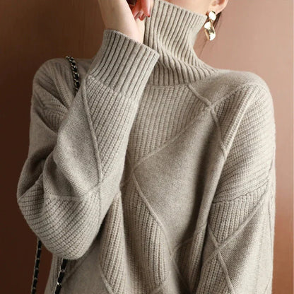 Nina European-style High-Collar Diamond Sweater