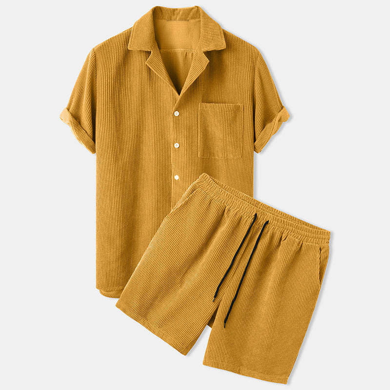LightUp Casual Corduroy Shirt Set