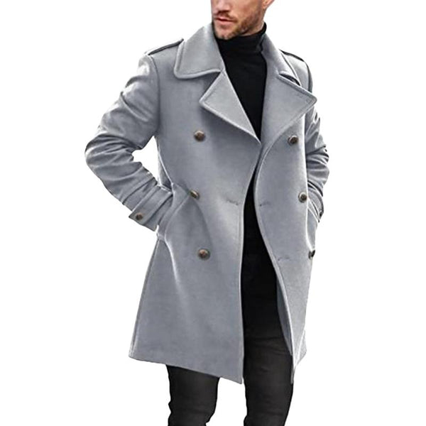 Men's Lapel Double Breasted Mid-length Coat