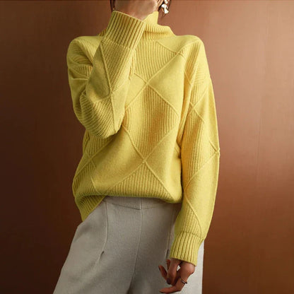 Nina European-style High-Collar Diamond Sweater
