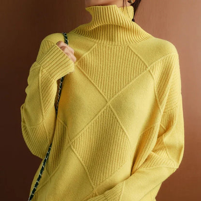 Nina European-style High-Collar Diamond Sweater
