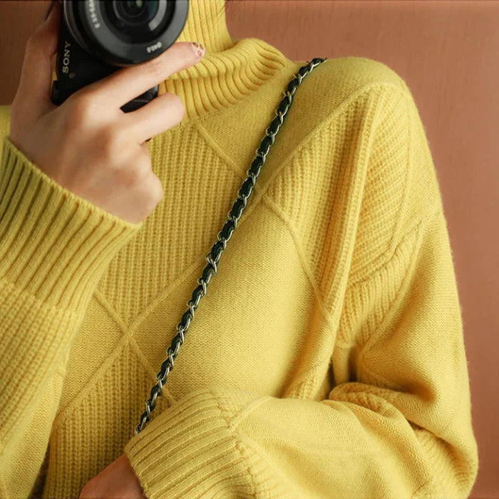 Nina European-style High-Collar Diamond Sweater